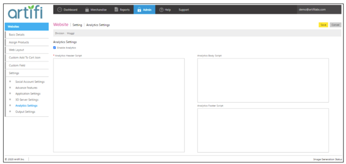 Artifi analytics.